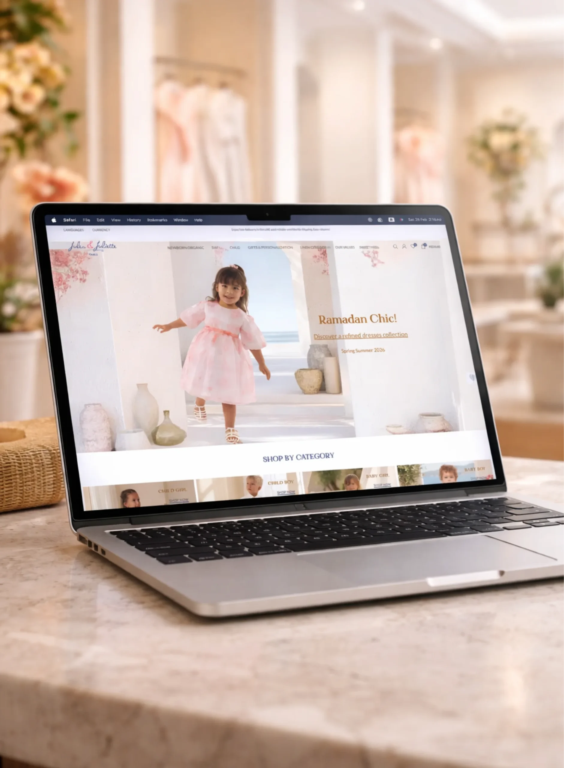 Jules & Juliette online store website mockup